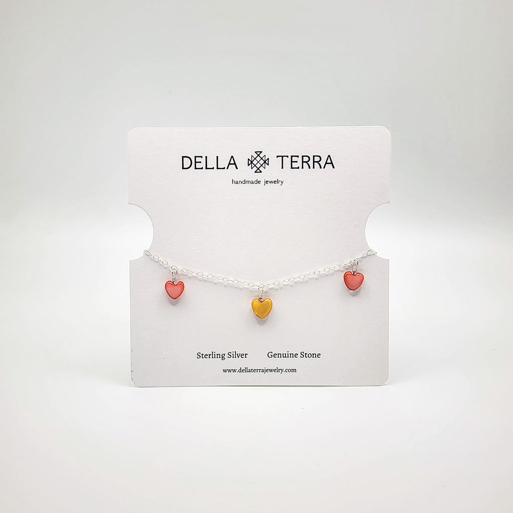 Heart Dangle Bracelet - Orange & Yellow