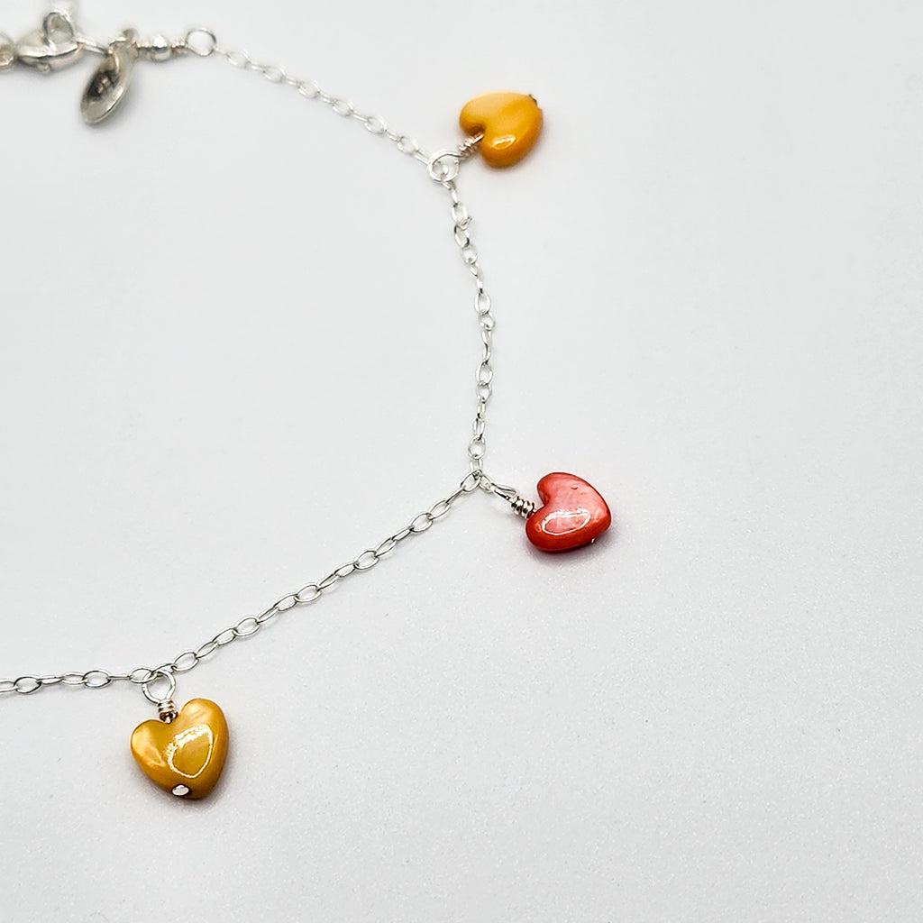 Heart Dangle Bracelet - Orange & Yellow