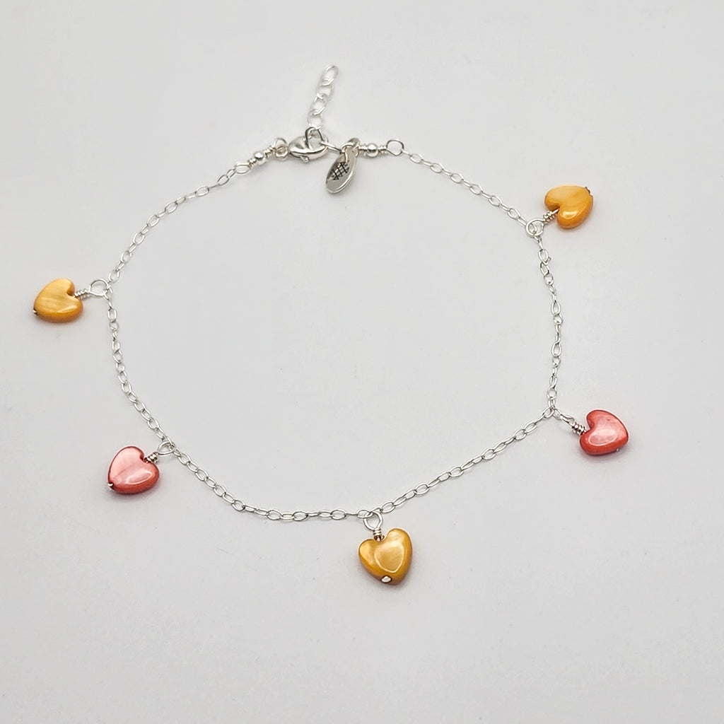 Heart Dangle Bracelet - Orange & Yellow