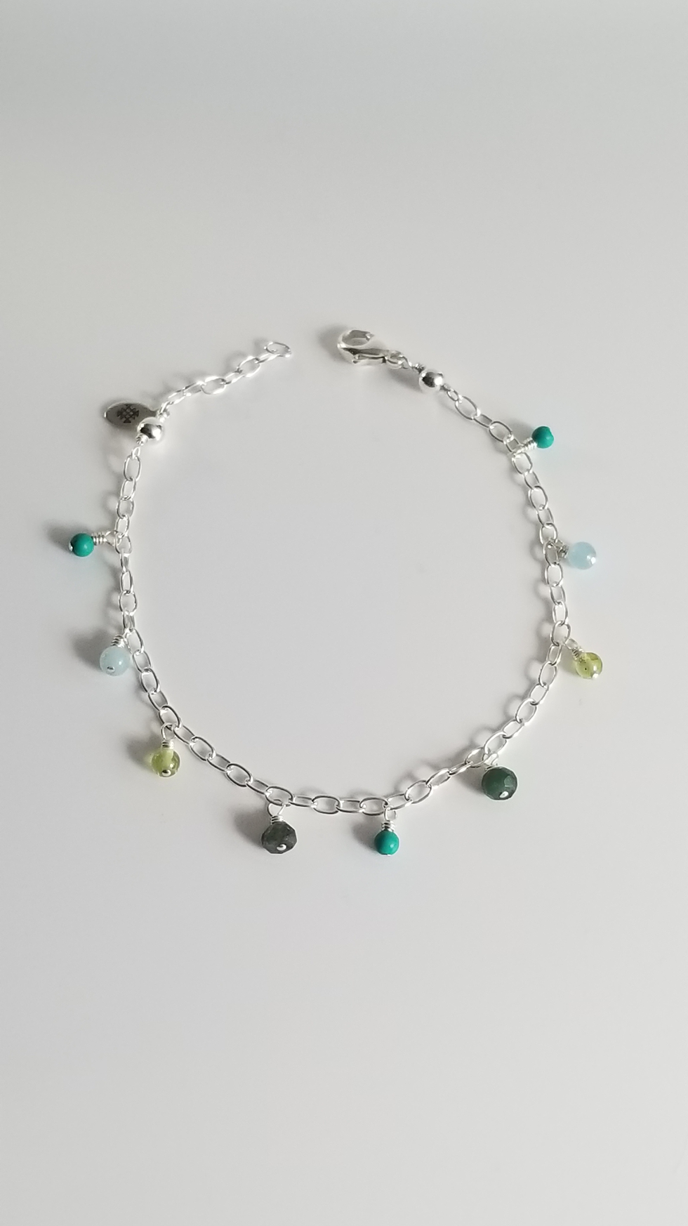 Green and Blue Multicolor Gemstone Dangle Bracelet