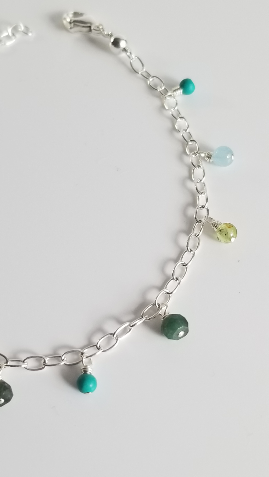 Green and Blue Multicolor Gemstone Dangle Bracelet