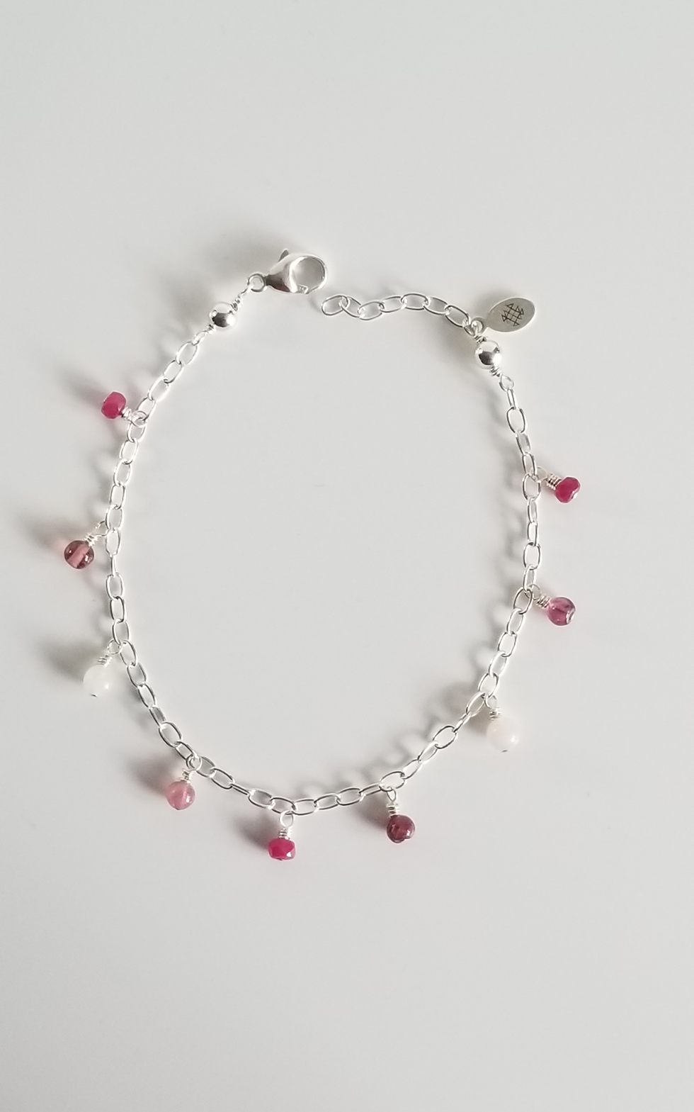 Pretty in Pink Gemstone Dangle Bracelet