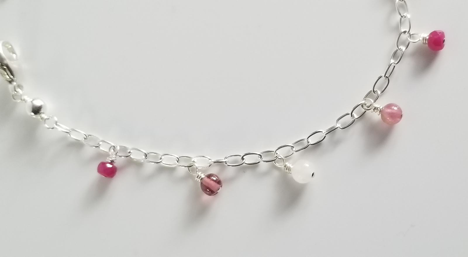 Pretty in Pink Gemstone Dangle Bracelet