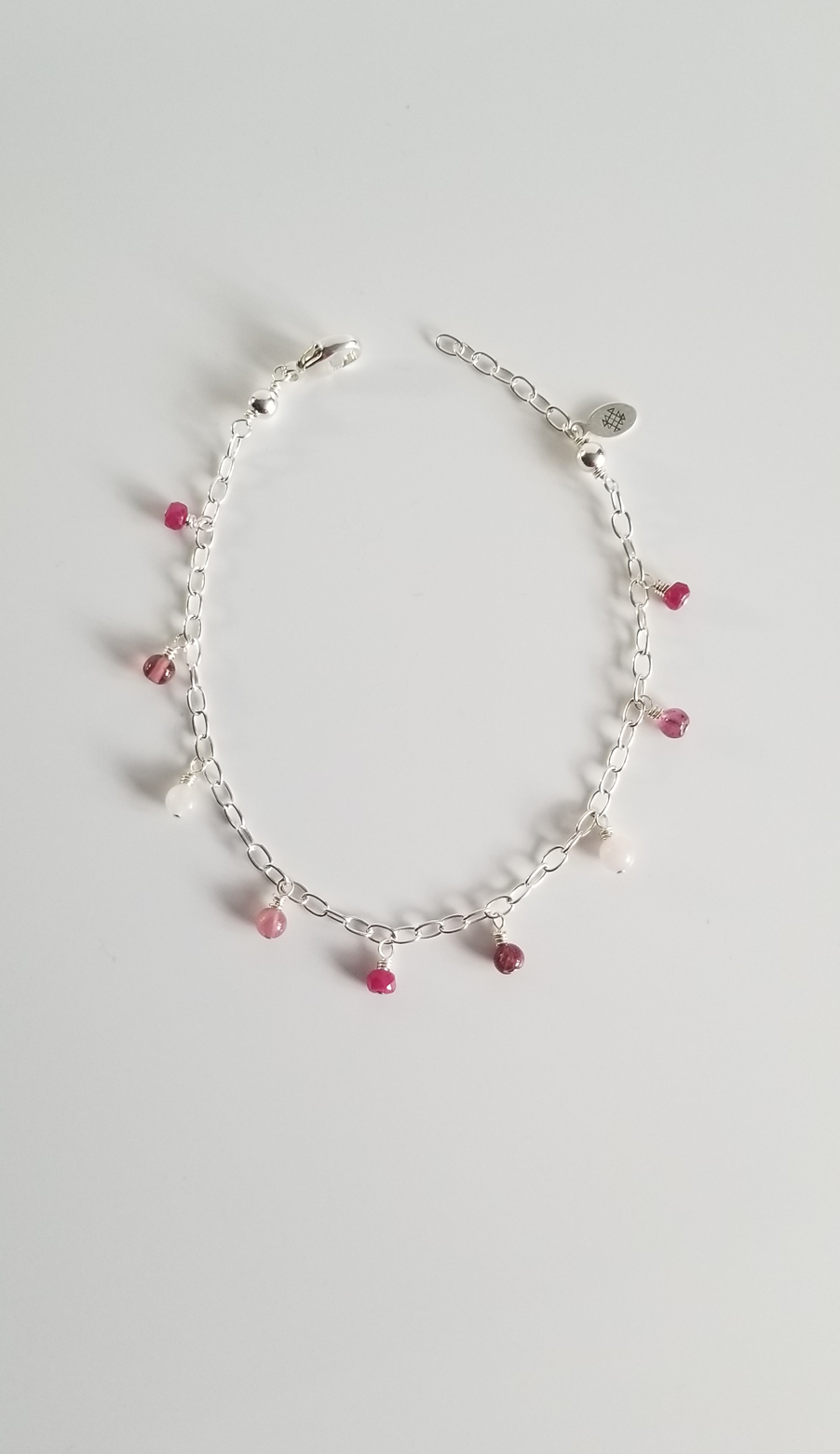 Pretty in Pink Gemstone Dangle Bracelet