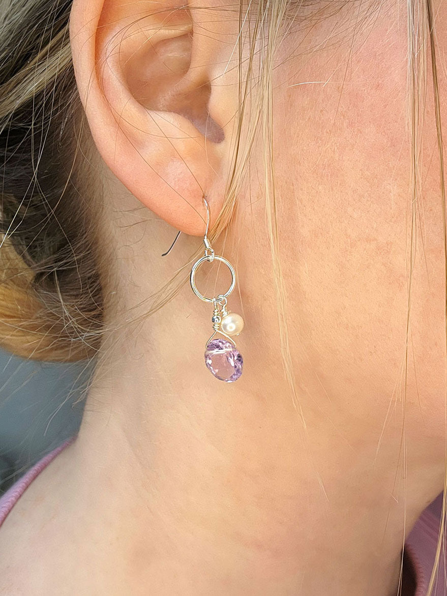 Amethyst & Pearl Earrings