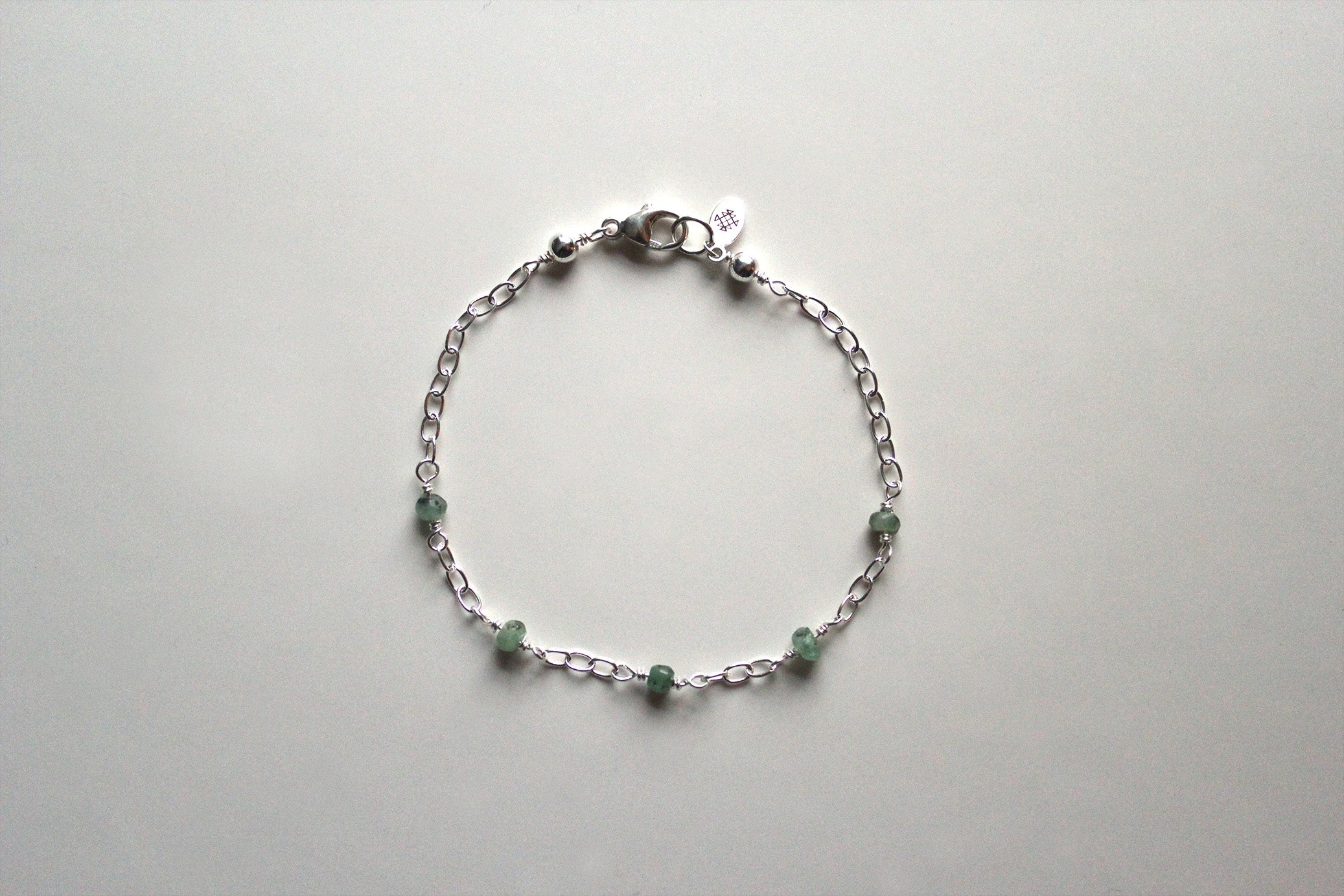 emerald stone and sterling silver bracelet