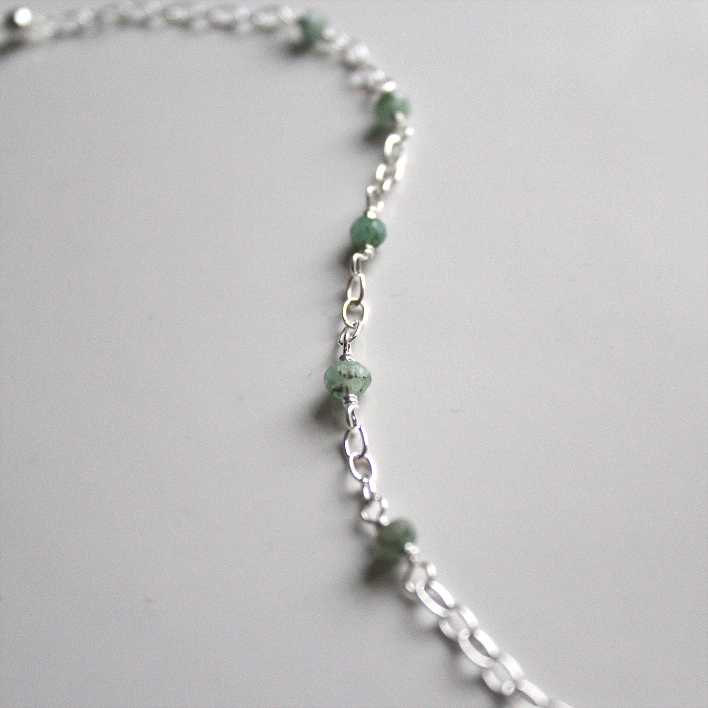emerald bead and sterling silver bracelet